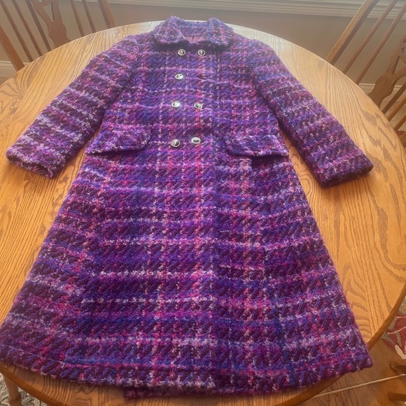 lorendale Jackets & Blazers - Vintage ‘60’s Lorendale Purple Pink Boucle Plaid Wool Dress Coat M